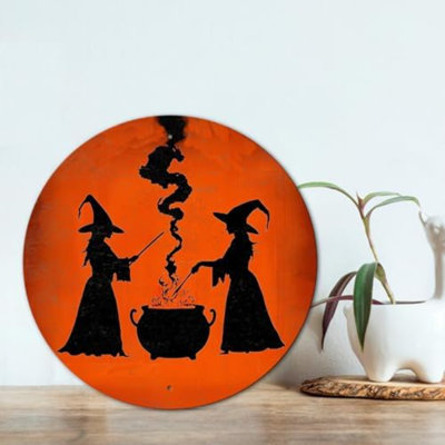 Plaque en métal Spooky Witch Halloween