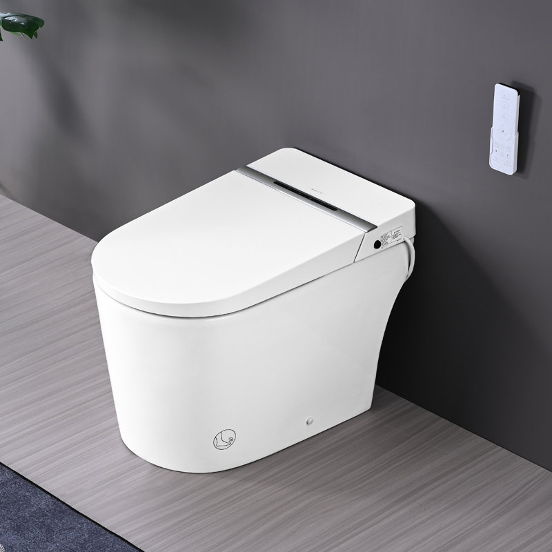 Heated Seat Smart Toilet Bidet , Night , Self-Cleaning Nozzle, Foot Sensor, Remote Control, Led Display With Seat,