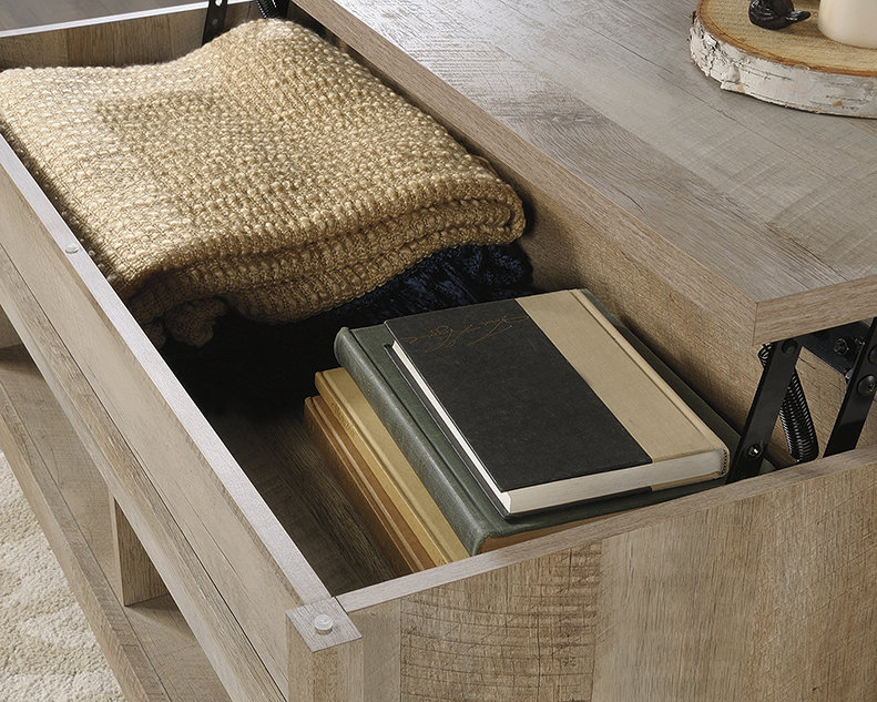 Lintel Oak Rectangular Lift-Top Coffee Table with Storage