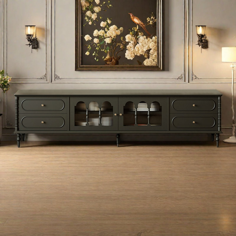 Meuble télé American American, H 20,5 po x L 94,5 po x l 15,7 po, Noir