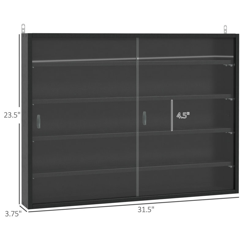 Vitrine à 5 niveaux, vitrine en verre avec 2 portes et tablettes réglables