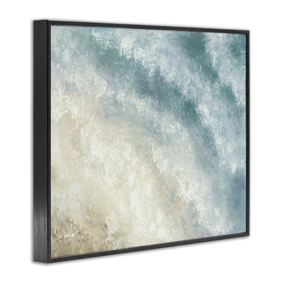  Aerial Shore Foamy Waves Grey Framed Giclee Art by J:L Design
