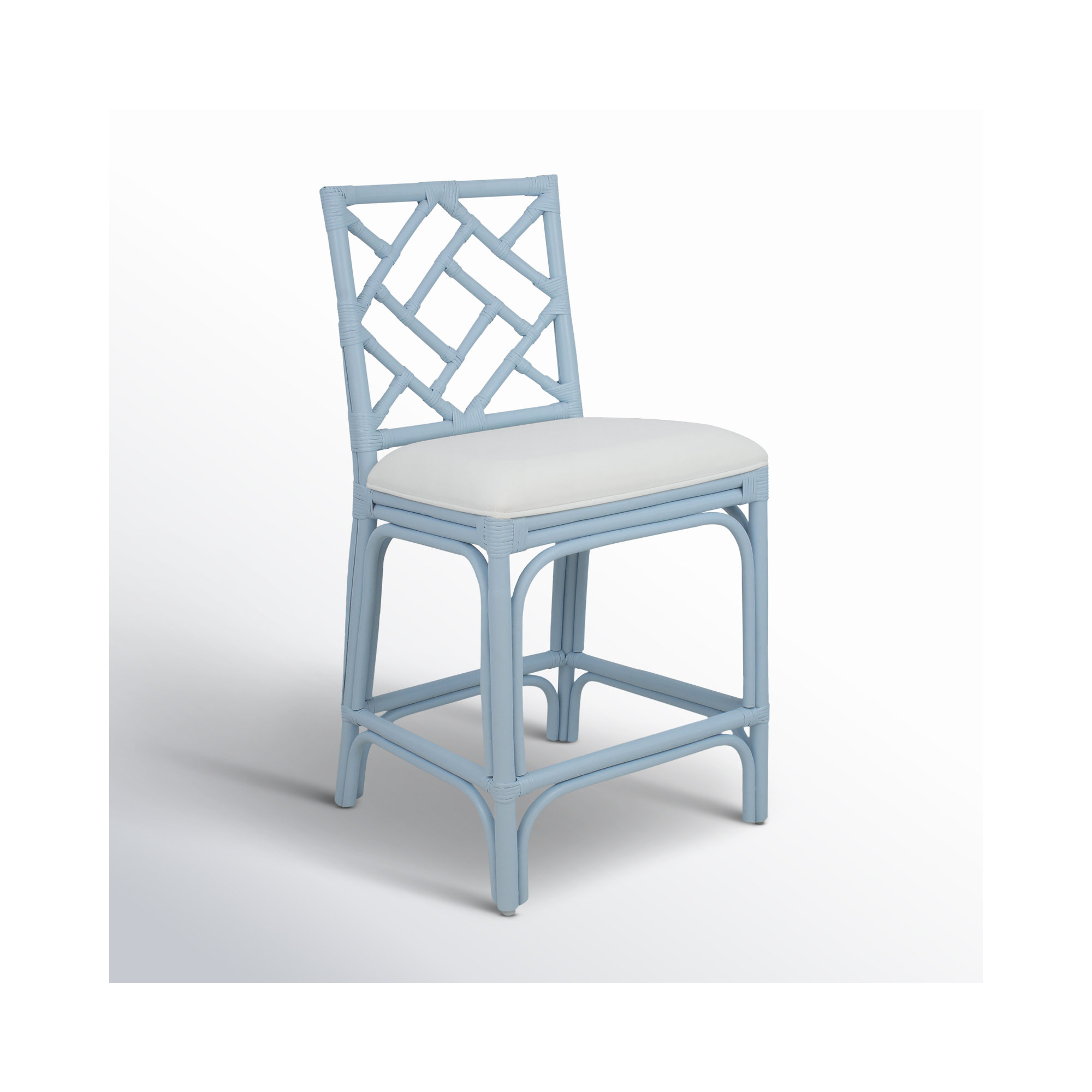 Fulton Woven Stool, White Seat / Blue Frame, Counter Stool (24" Seat Height)