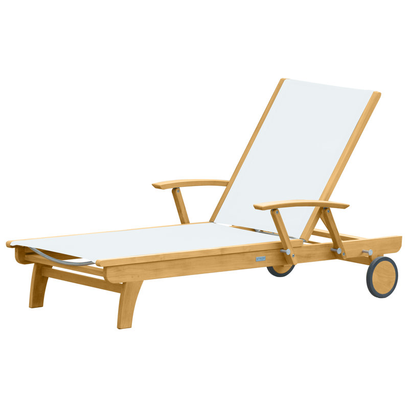 Riviera Teak Outdoor Sling Chaise Lounge, White