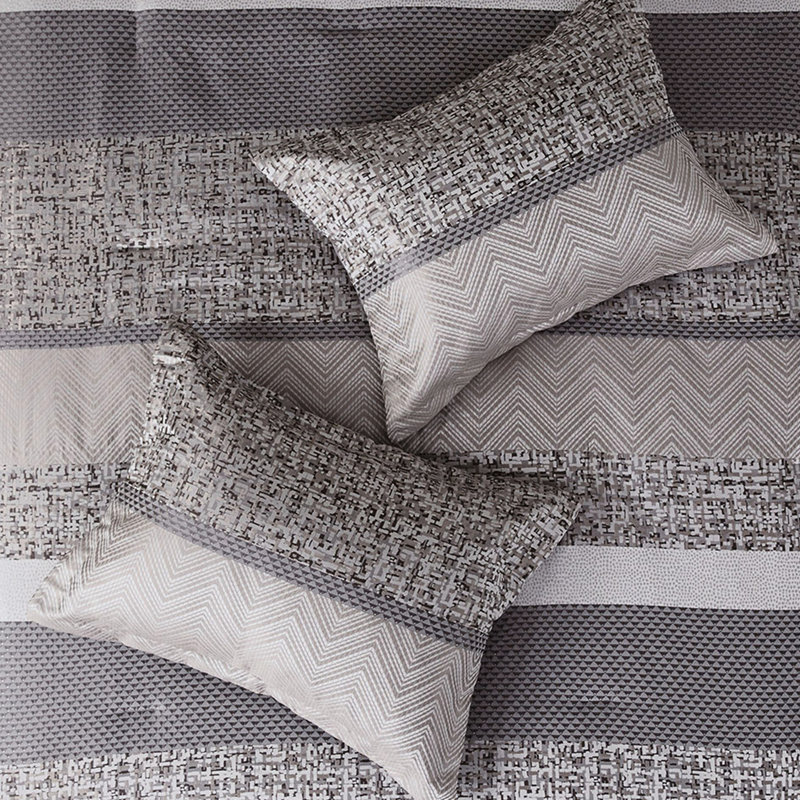 Grey/Taupe 7 Piece Comforter - King With Drop Machine Washable, Gray+Taupe