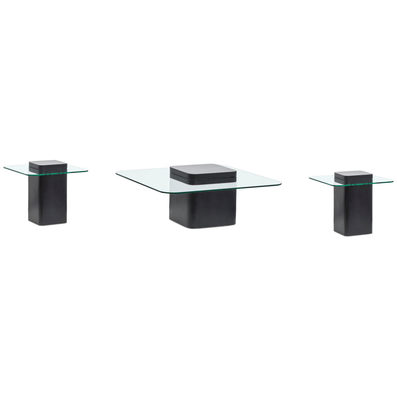 Table carrée carrée avec 2 tables de bout, 3 pièces: table basse, 2 tables de bout