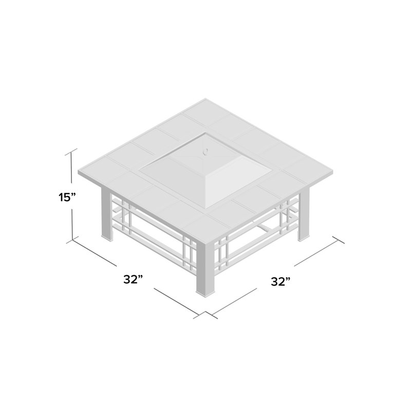 Square Steel Wood Burning Fire Pit Table