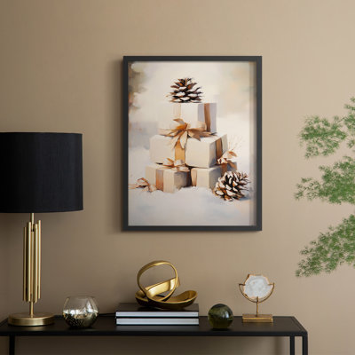 «Christmas Holiday Art», série 2-XCII, reproduction encadrée - bois massif