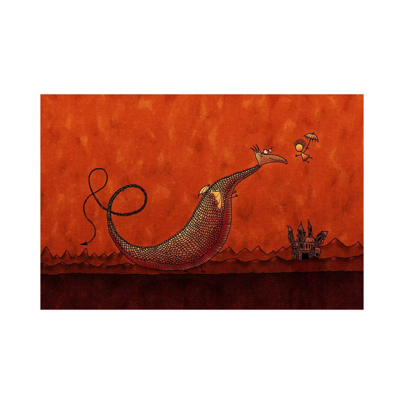 Castle & Dragon by Unknown Artist - Wrapped Canvas Painting, 101.6 cm H x 66.04 cm W x 1.91 cm D