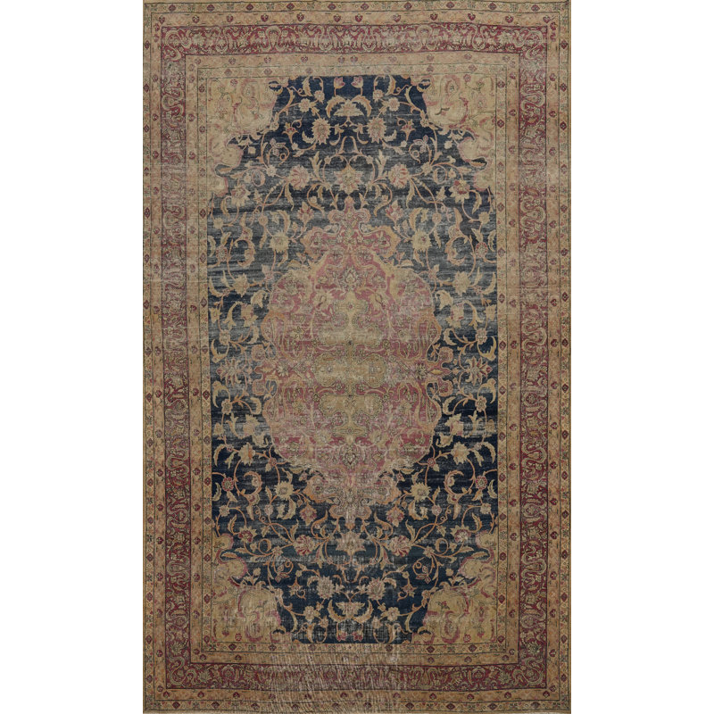 Tapis oriental traditionnel pré-1900 à teinture végétale 10 x 17