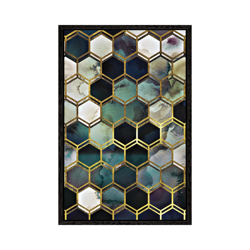 Rugged Marble Dark Blue by Monika Strigel - Print on Canvas, Black Framed, 66.04 cm H x 45.72 cm W
