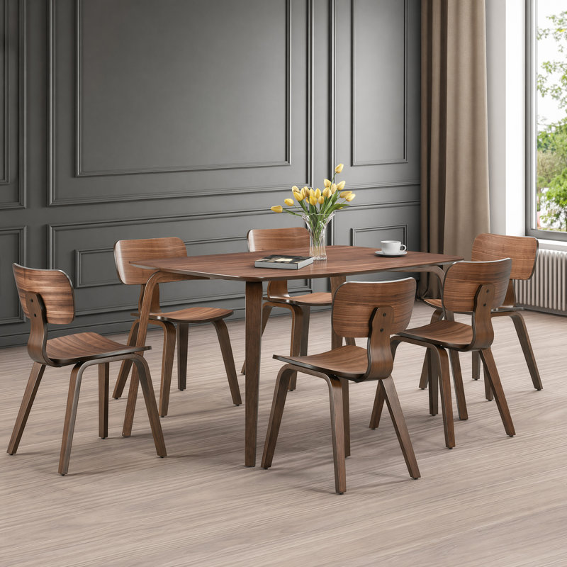 Ensemble de table de salle à manger Nova pour 4 personnes - Design scandinave moderne avec chaises incurvées ergonomiques, 6