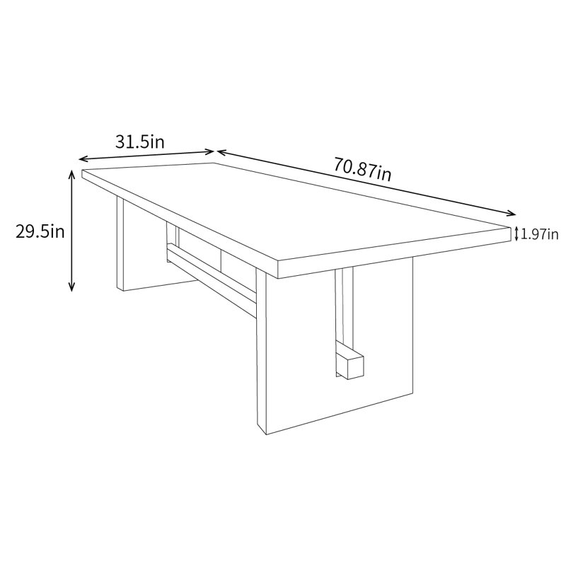 Kiauna Original Style Rectangular Solid Wood Dining Tables, 29.5"H x 70.87"L x 31.5"W