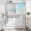 Porte de douche coulissante double en nickel brossé à installation double réversible de 55 à 60 po x H 72 po, structure en alliage d'aluminium, verre trempé de 1/4 po (6 mm) avec membrane antidéflagrante, installation facile