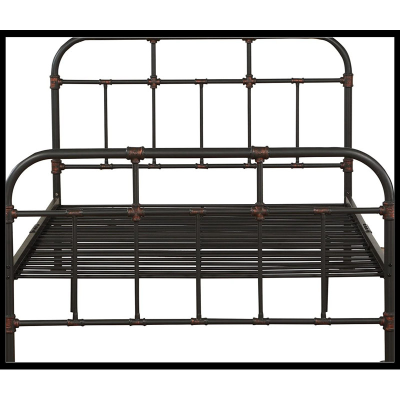Sandy Gray Industrial Metal Full Bed with Slats