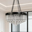 Lustre en cristal 6 lumières à cadre noir moderne à intensité variable