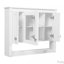 Armoire de salle de bain 35 po avec miroir, armoire à pharmacie murale avec tablette ouverte, rangement au-dessus de la toilette, blanc