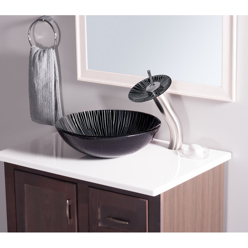 Godere Black Painted Glass Vessel Bath Sink