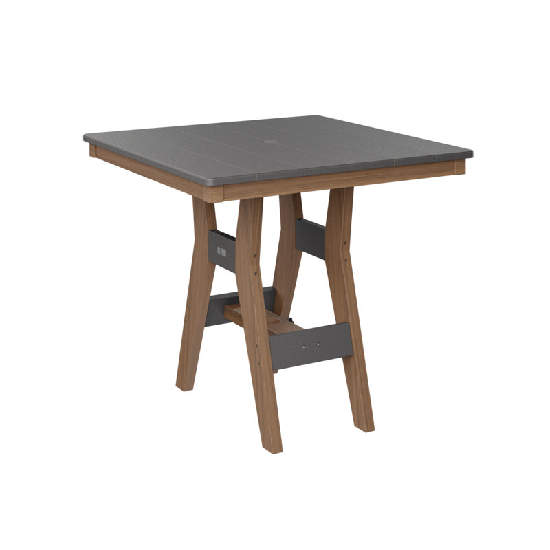 Harbor Outdoor Square Dining Table, Antique Mahogany, Smoke Gray, 30.37" H x 33" W x 33" D