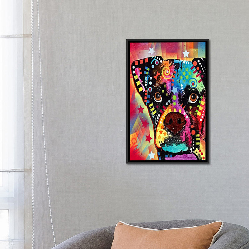 Boxer cubismgraphic art sur toile, H 26 po x l 18 po x P 1,5 po, Cadre noir
