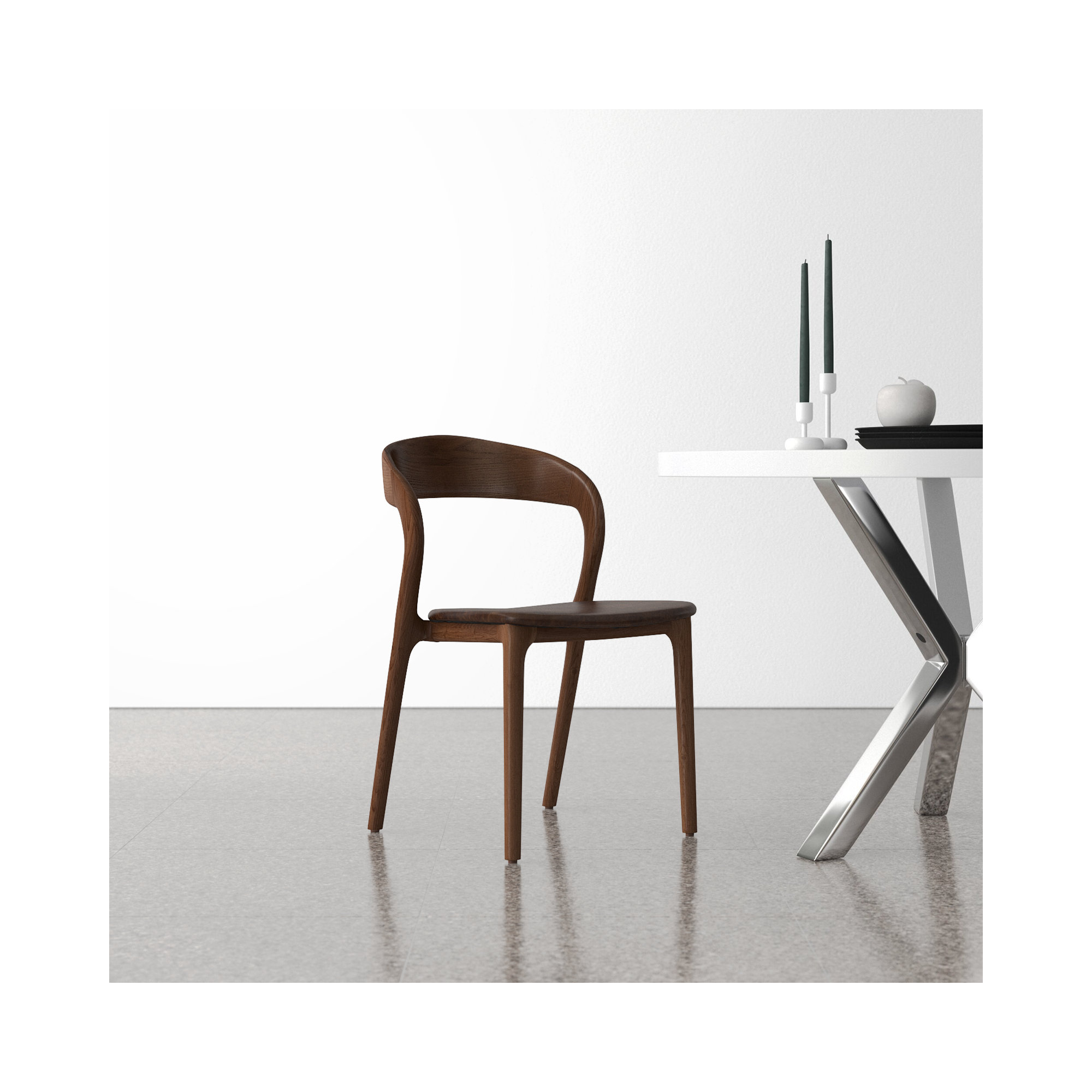 Kayla Leather Dining Chair, Sonoma Coco Top Grain Leather, Walnut