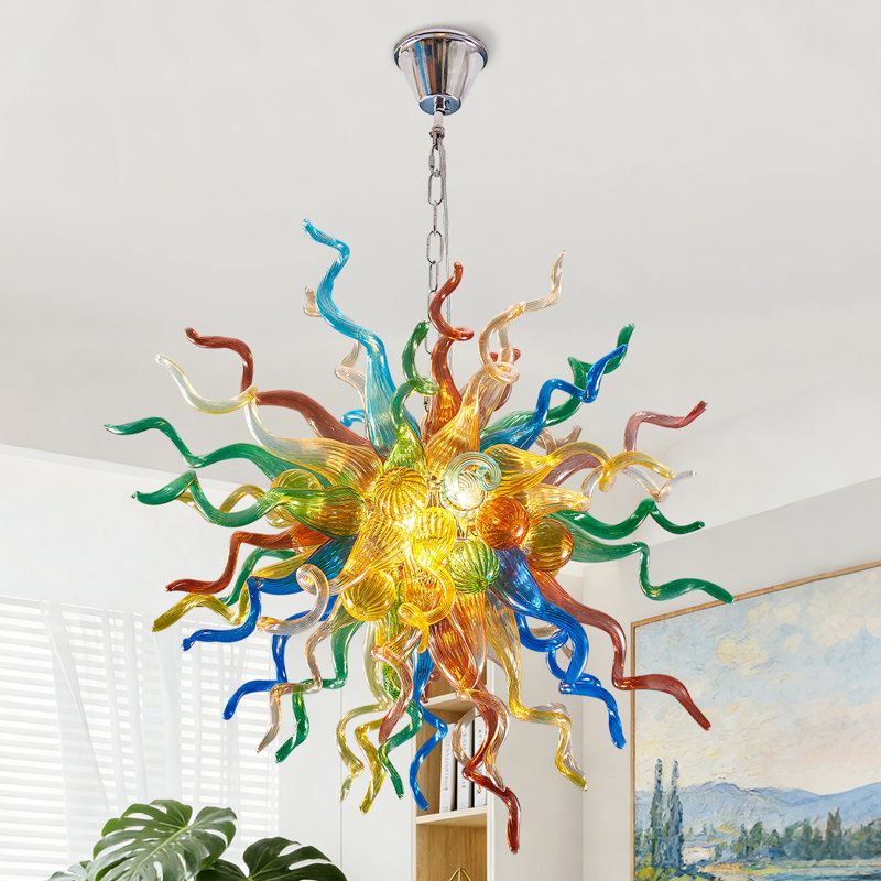 4-light Modern Artistic Hand-blown Glass Sputnik Chandelier