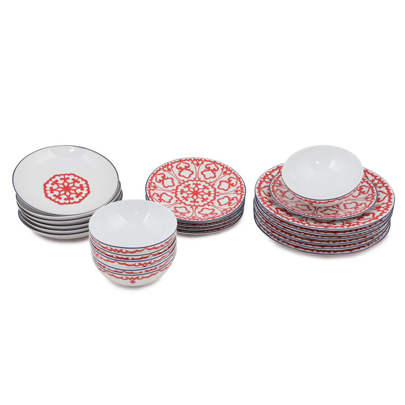 Porcelain China Dinnerware Set 24 Piece - Service for 6