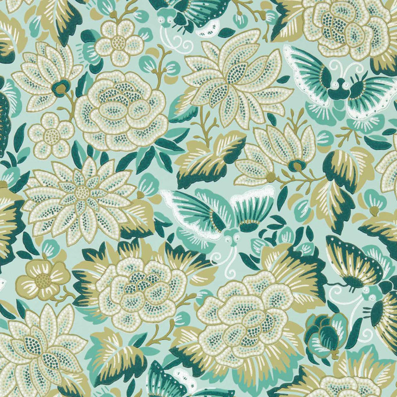 Amara Butterfly Wallpaper, Bamboo/Fountain Green