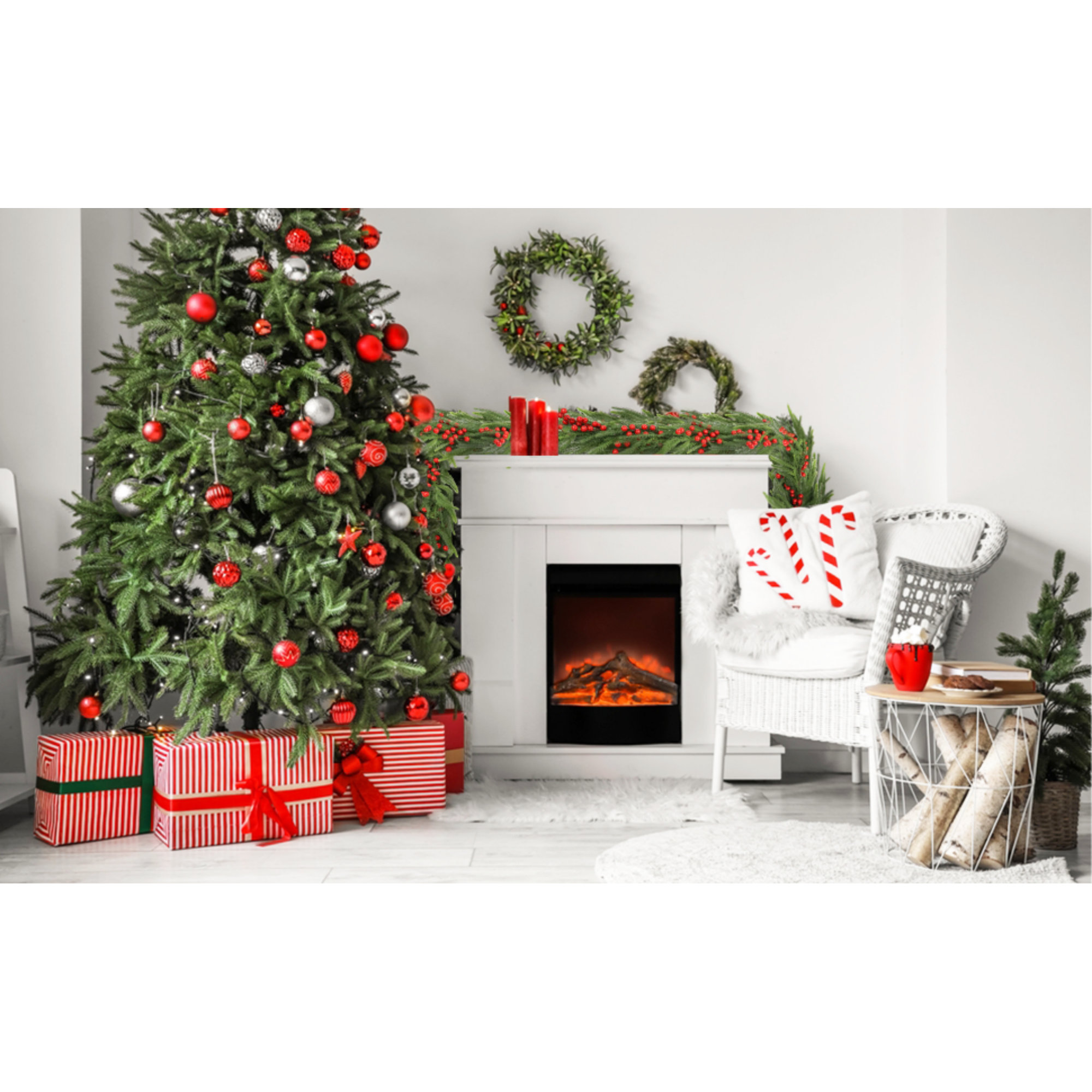 2-Pack Of  Pre-Lit Faux Spruce Garland, 6' L