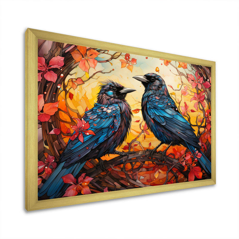 Crow Crowed Sovereigns - Animals Canvas Art Print, Cadre doré à une seule photo, H 16 po x l 32 po x P 1 po