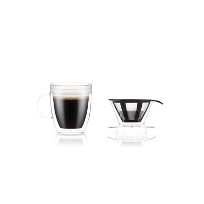 Ensemble de goutteurs à café 1,5 tasse Bodum avec tasse à double paroi et filtre permanent, 12 onces Bodum