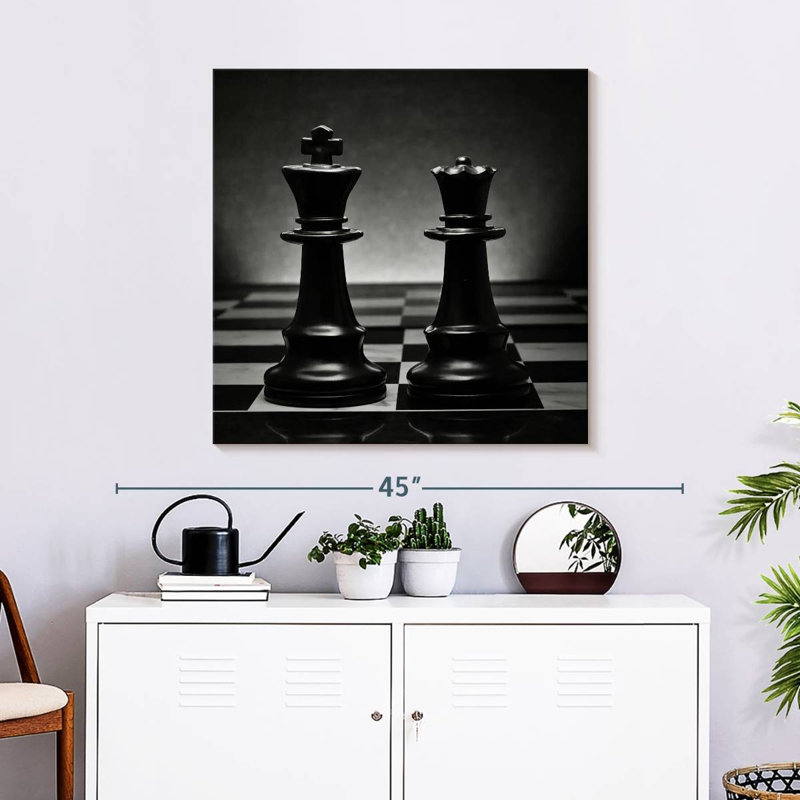 Paire d'échecs noire Senne, H 30 po x l 30 po