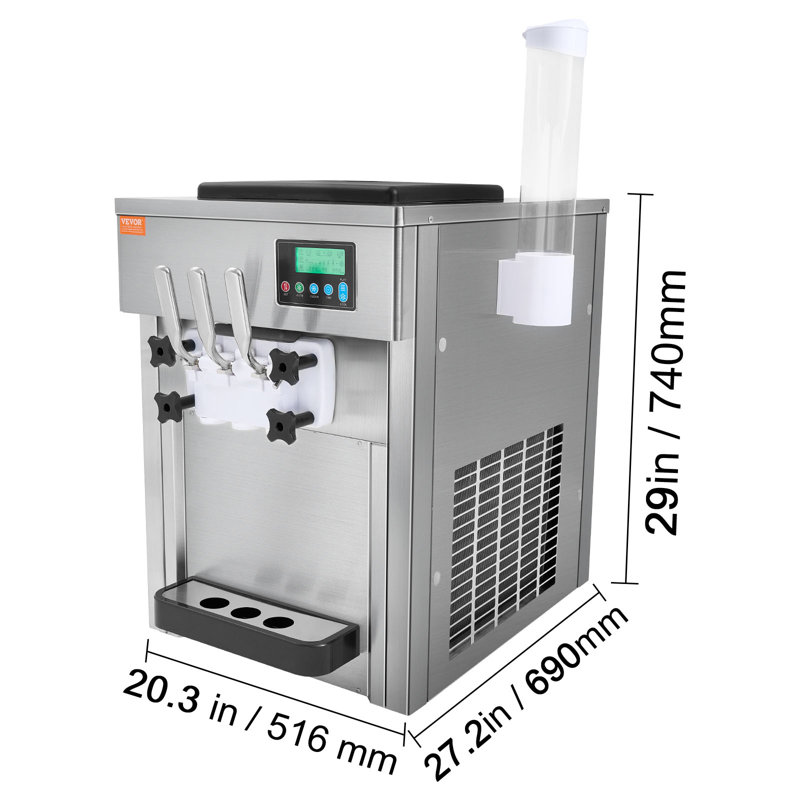 Silver Stainless Steel Commercial Soft Serve Ice Cream Machine