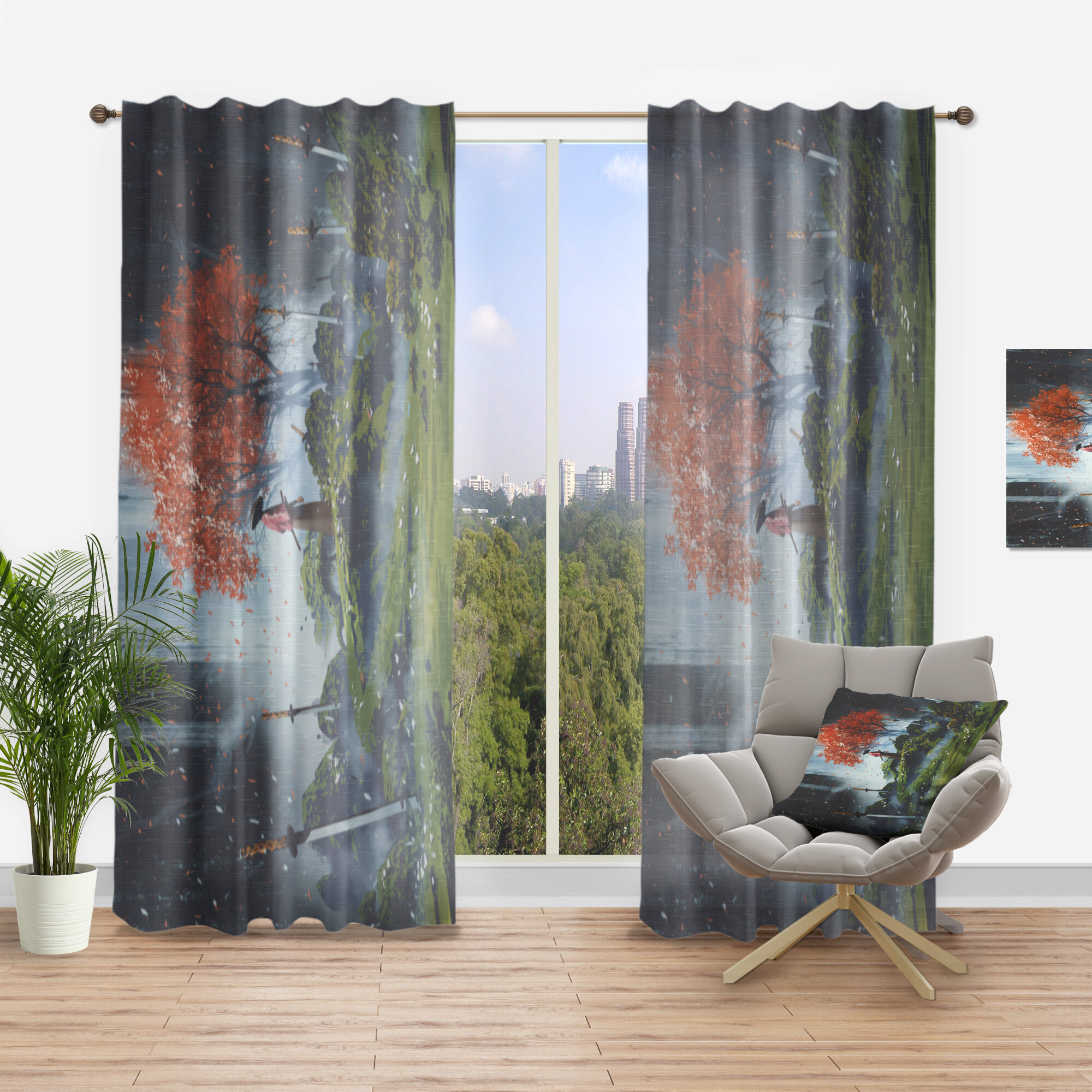 DesignArt Semi Sheer Single Curtain Panel Panel | Wayfair