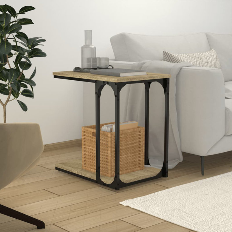 Digrazia Floor Shelf End Table, Sonoma Oak, Sonoma Oak/Black