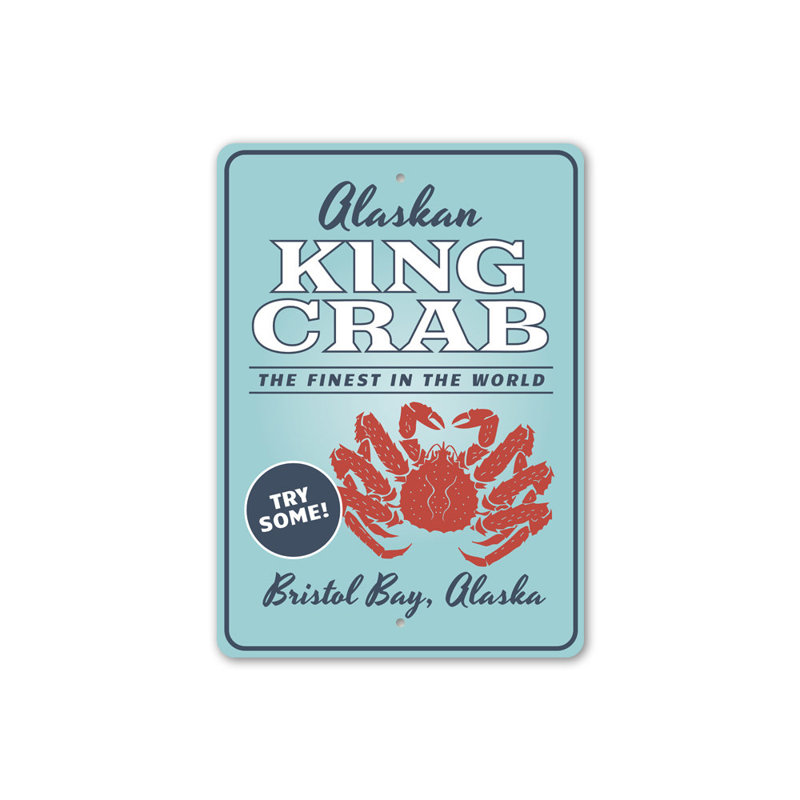 Plaque en aluminium crabe royal d'Alaska, H 14 po x l 10 po x P 0,04 po