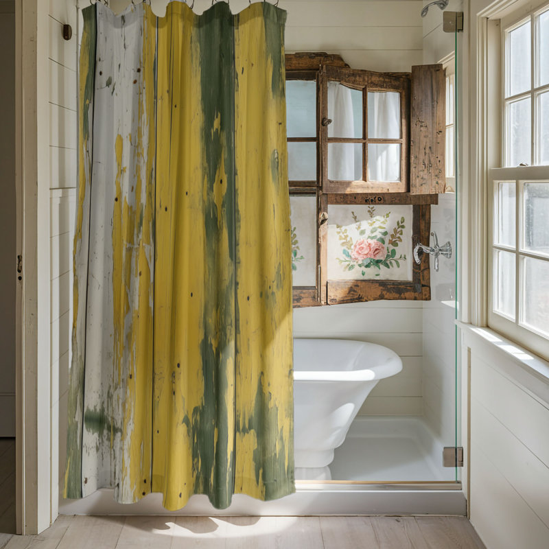 Rustic Green Boards - Premium Shower Curtain, 74"H x 71"W