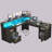 Wade Logan 59'' L-Shaped Adjustable Lift Top Desk with LED Lights & Power Outlets-843217586