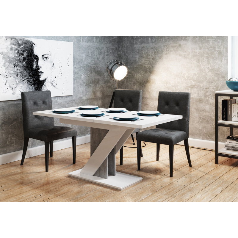 Aleksandra Dining Table, White Gloss/Concrete