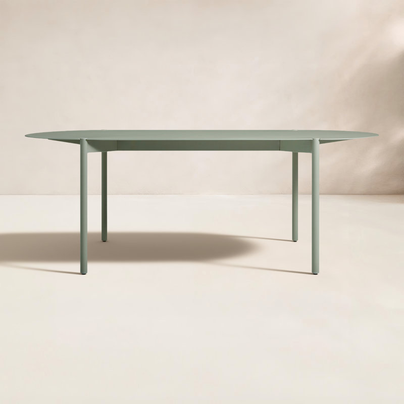 Comeuppance Outdoor Oval Dining Table, Gray Green