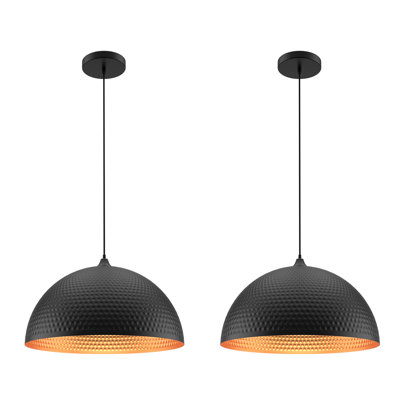     Black Hammered Dome Pendant Light