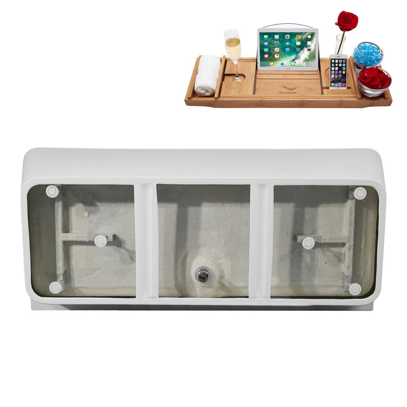 Baignoire autoportante 67 "avec drain interne Streamline, Noir mat