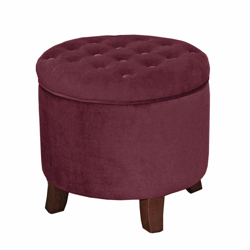 Pittsburgh Cambridge Tufted Round Storage Ottoman, Burgundy Red