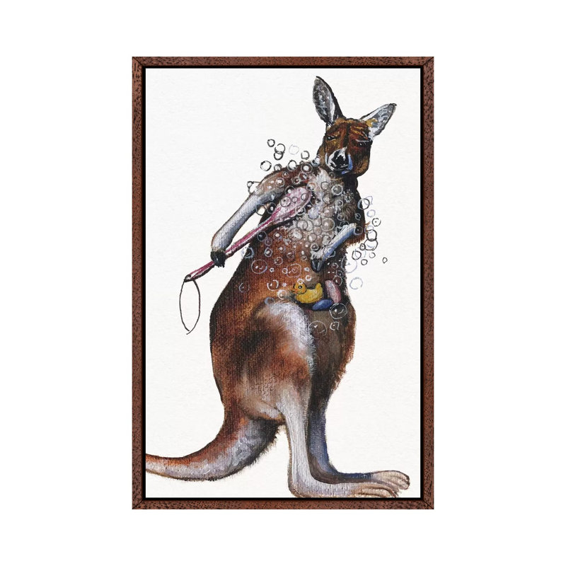 Bath Animals Iv by Donna Brooks - Painting on Canvas, 101.6cm H x 66.04cm W x 3.81cm D, Classic Brown Wood Framed