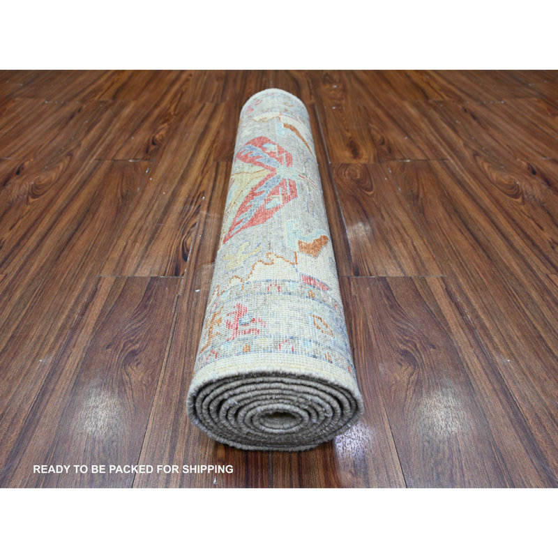 Saraya One-of-a-Kind Runner: 2'8" X 9'10" New Age Runner Wool Area Rug Ivory