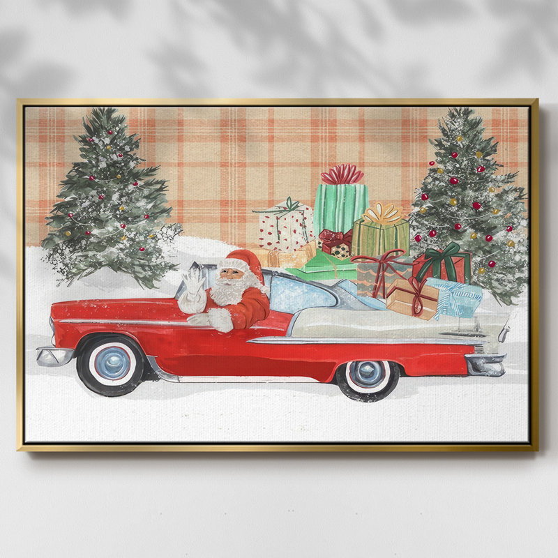 Père Noël sur roues II, H 17 po x l 25 po x P 1,5 po, Or