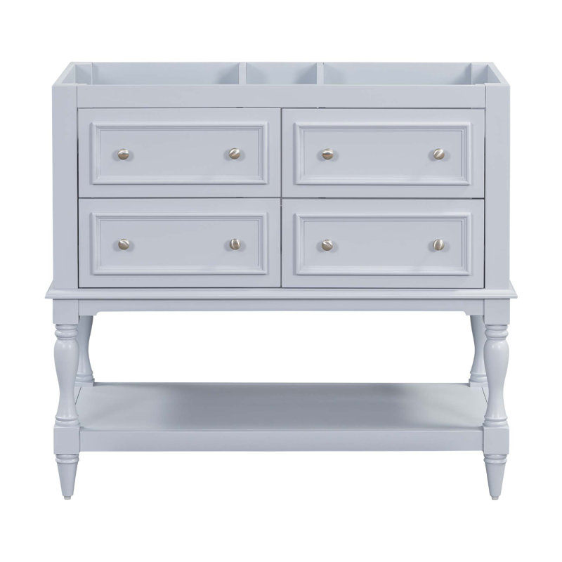 Bathroom Vanity Base Cabinet With 4 Drawers & Soft Closing Doors (NOT INCLUDE BASIN SINK), Bleu