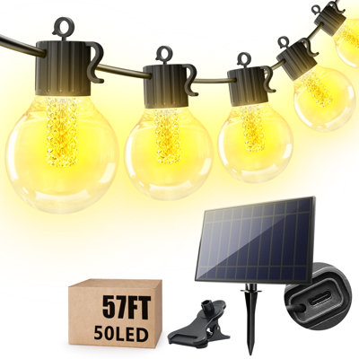 Guirlande solaire imperméable Olawale 50FT 50LED IP65