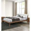 Queen Size Bed, Walnut Colour Solid Wood Platform With Fabric Winged Edge Headboard, Mid - Century Modern Style, Tapered Angled Leg, Mattress Ready Bed-1661437468