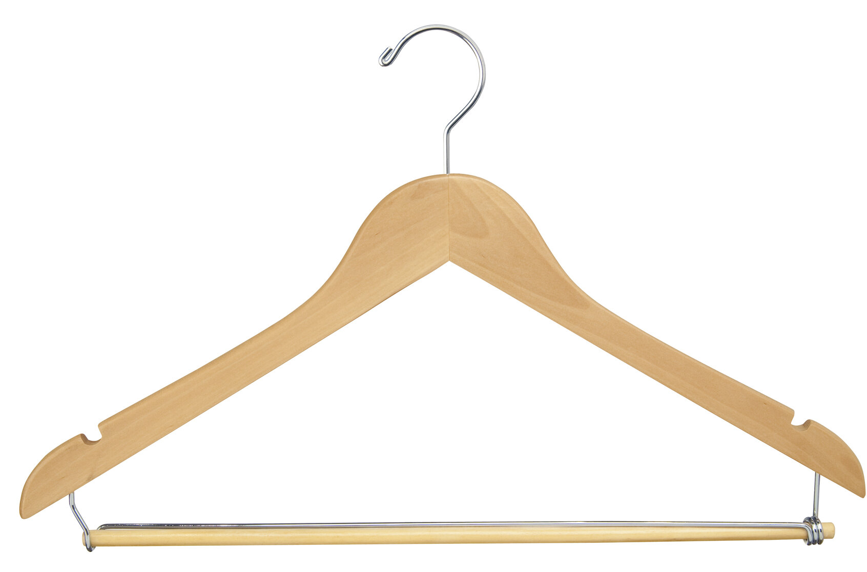 Rebrilliant Wooden Suit Hanger with Solid Wood Bar (Set of 50), Silver